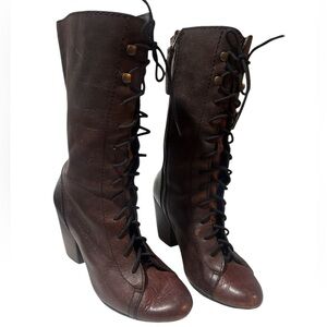 Fossil tie-up heeled boots sz 7